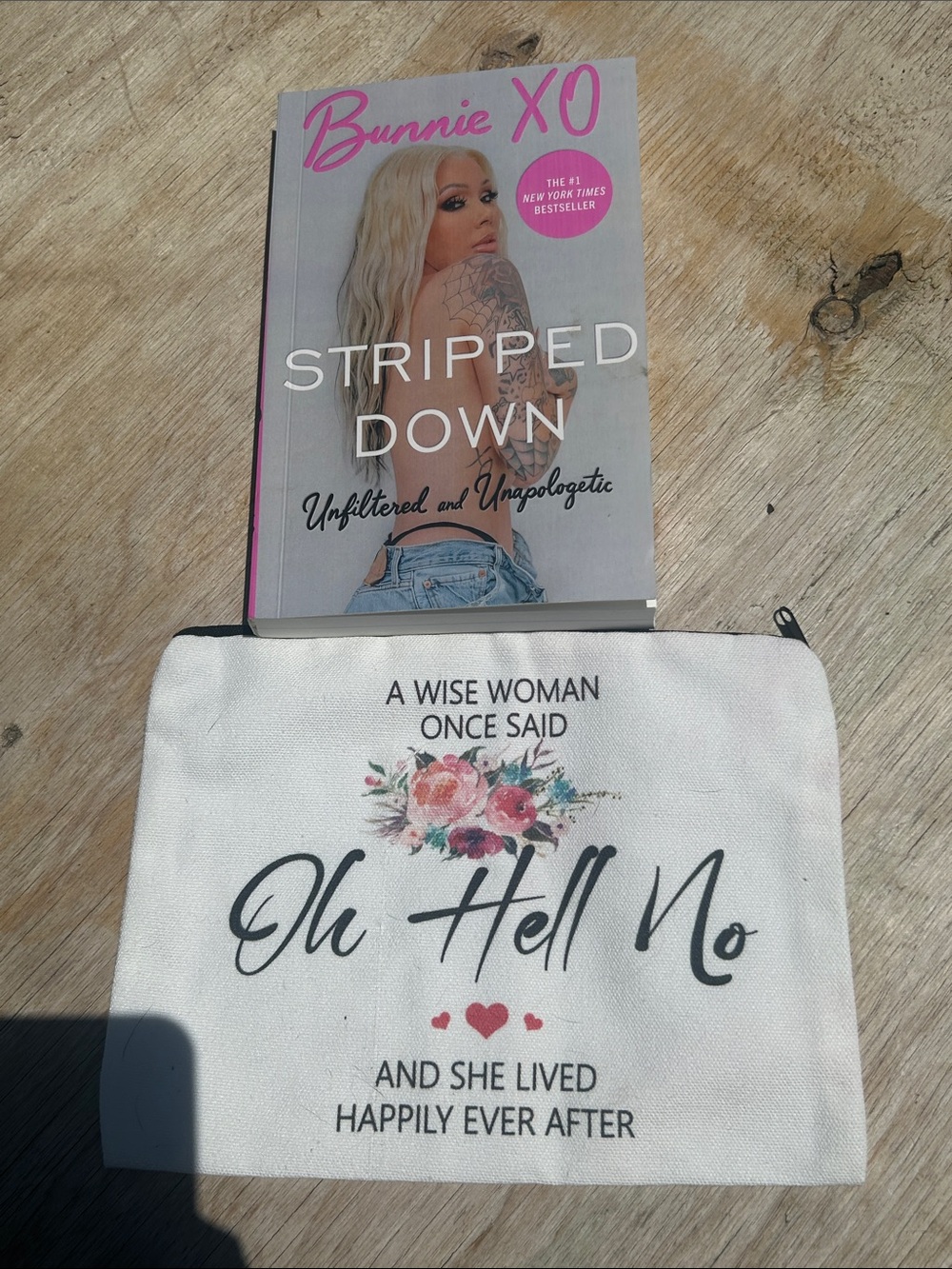 Bunnie XO Stripped Down - Pink & White Paperback book & bag